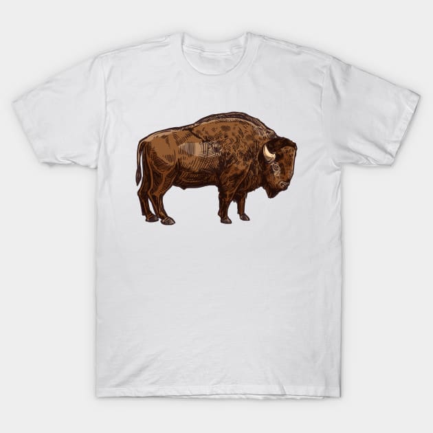 American Bison Distressed Buffalo Funny American Bison T-Shirt by zyononzy